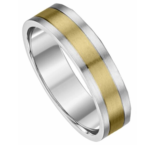 5mm Flat Court Medium Two Tone Plain Wedding Ring | C856A08G  5227 WFAM